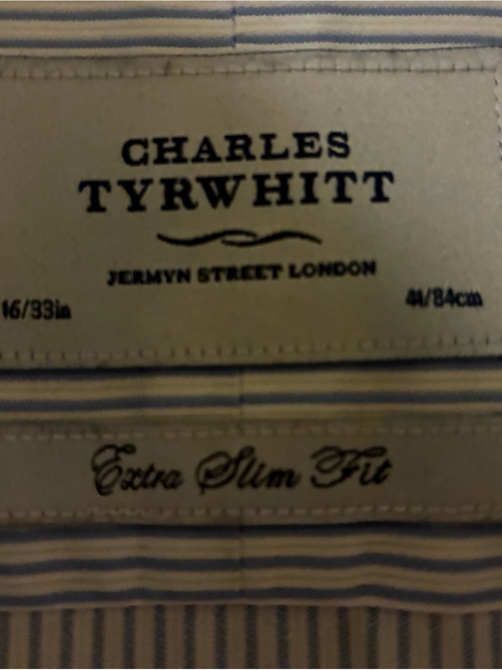 Charles Tyrwhitt Blue and White Striped Dress Shirt with cuffed sleaves